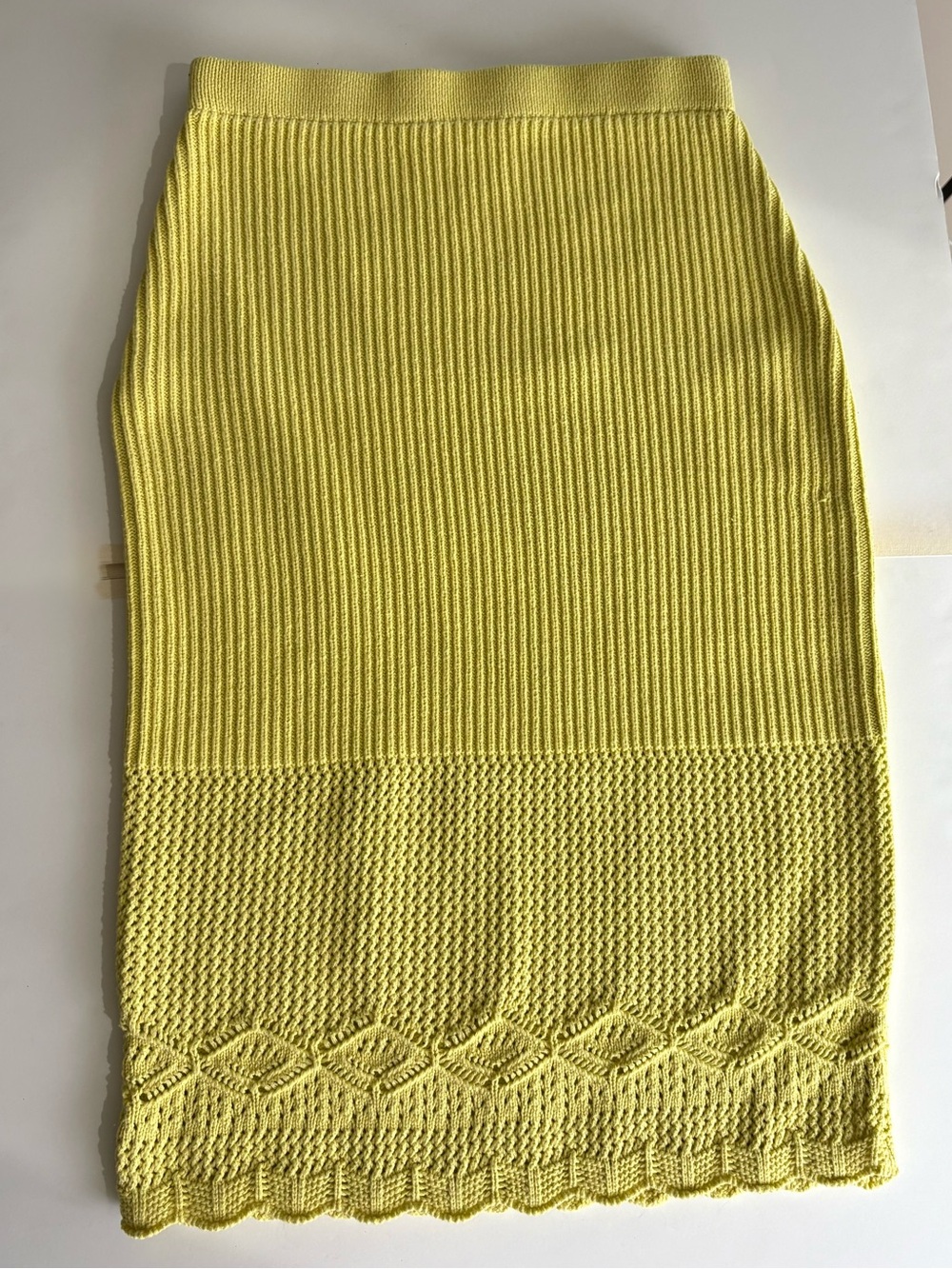 House of Harlow 1960 Yellow-green Knit Pencil Skirt, Size Small